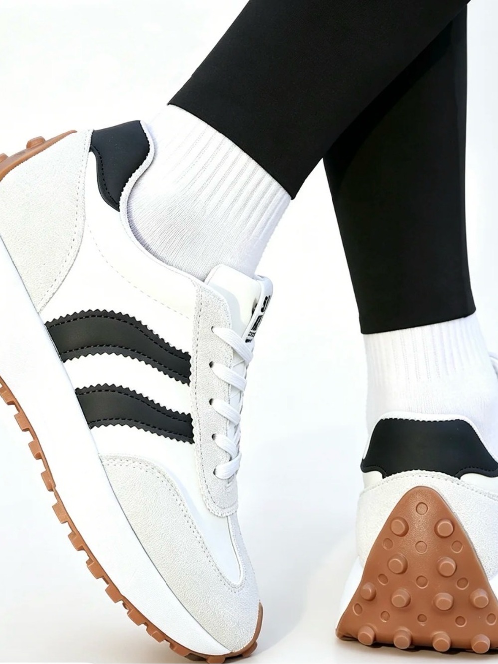 White and Black Retro Runner Women's Sneaker